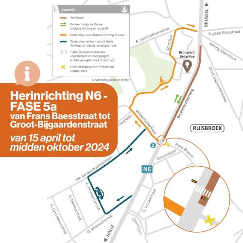 Herinrichting Bergensesteenweg (N6) – start volgende fase vanaf maandag 15 april