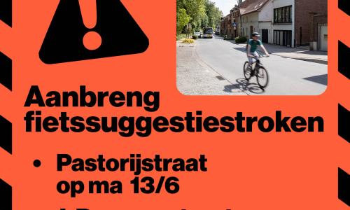 Aanbreng fietssuggestiestroken in Pastorijstraat en J. Depauwstraat